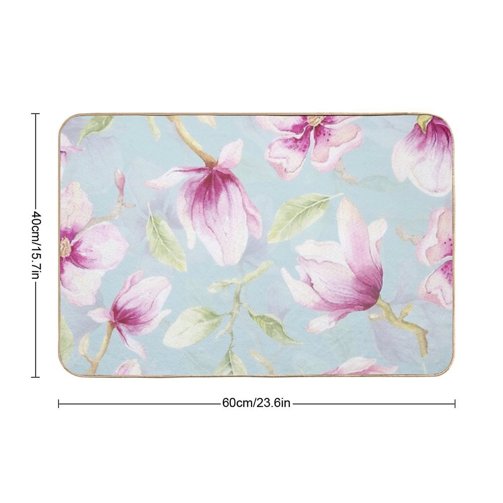 Vintage Magnolias Light Blue Botanical Garden Pattern  Toxin-Free Bath Mat