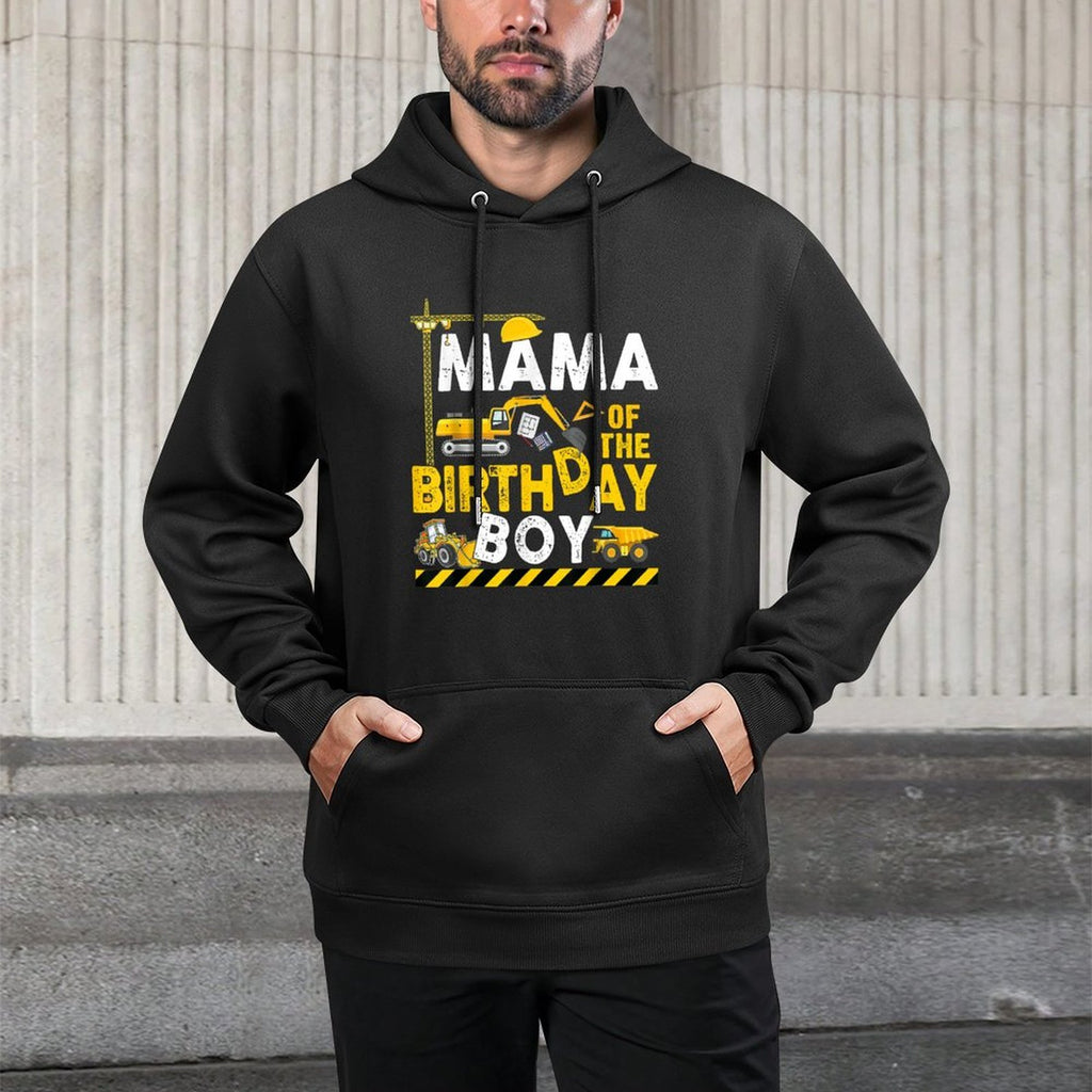 Mama of The Birthday Boy Construction Worker Bday Party Cotton-Polyester Blend Hoodie