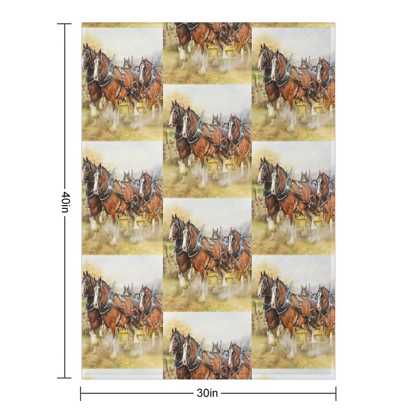 Clydesdales in Harness Wrinkle-free Throw Blanket