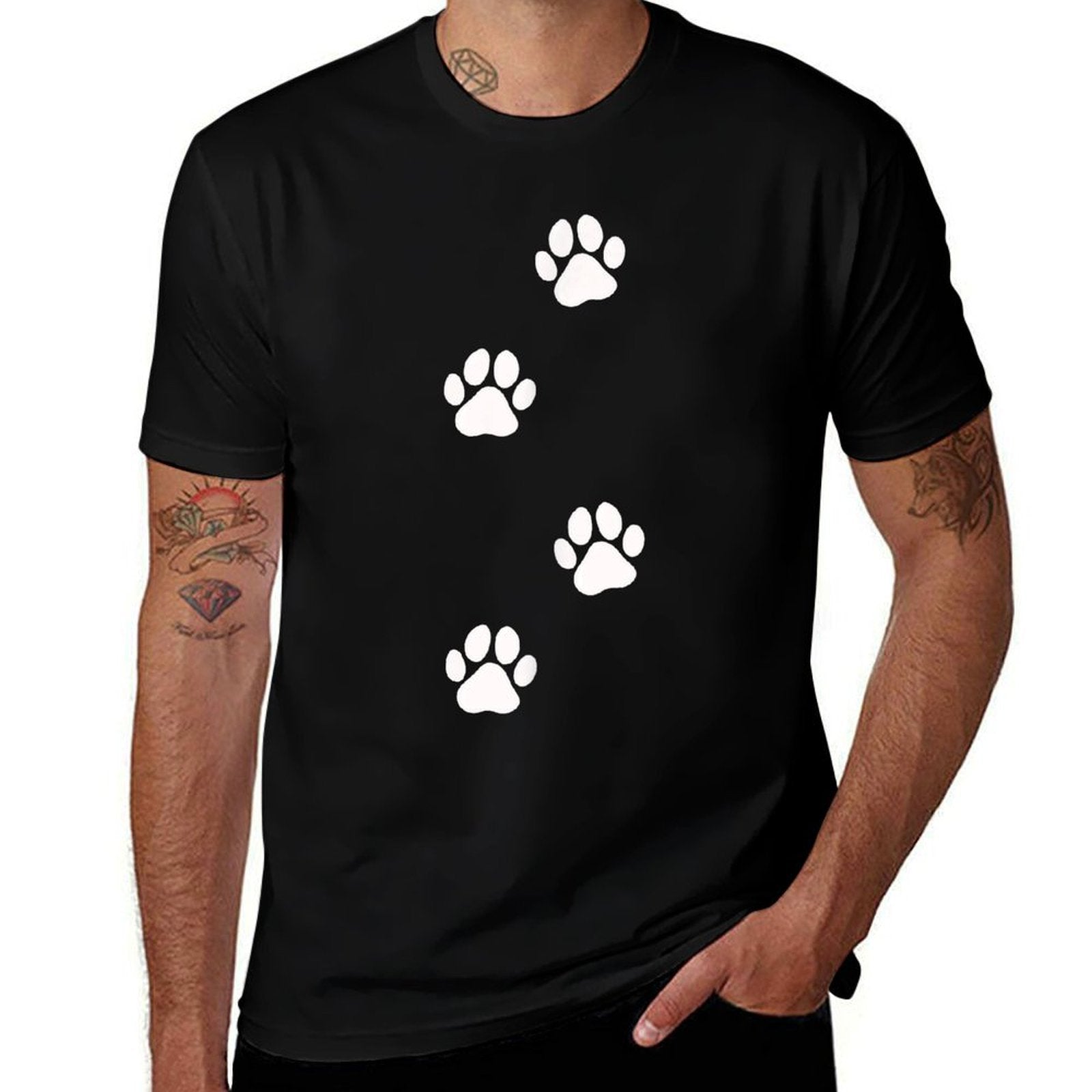 Paw Print Dog Cat Pet Lover for Men Women Girls Kids  Heathered Texture T-Shirt