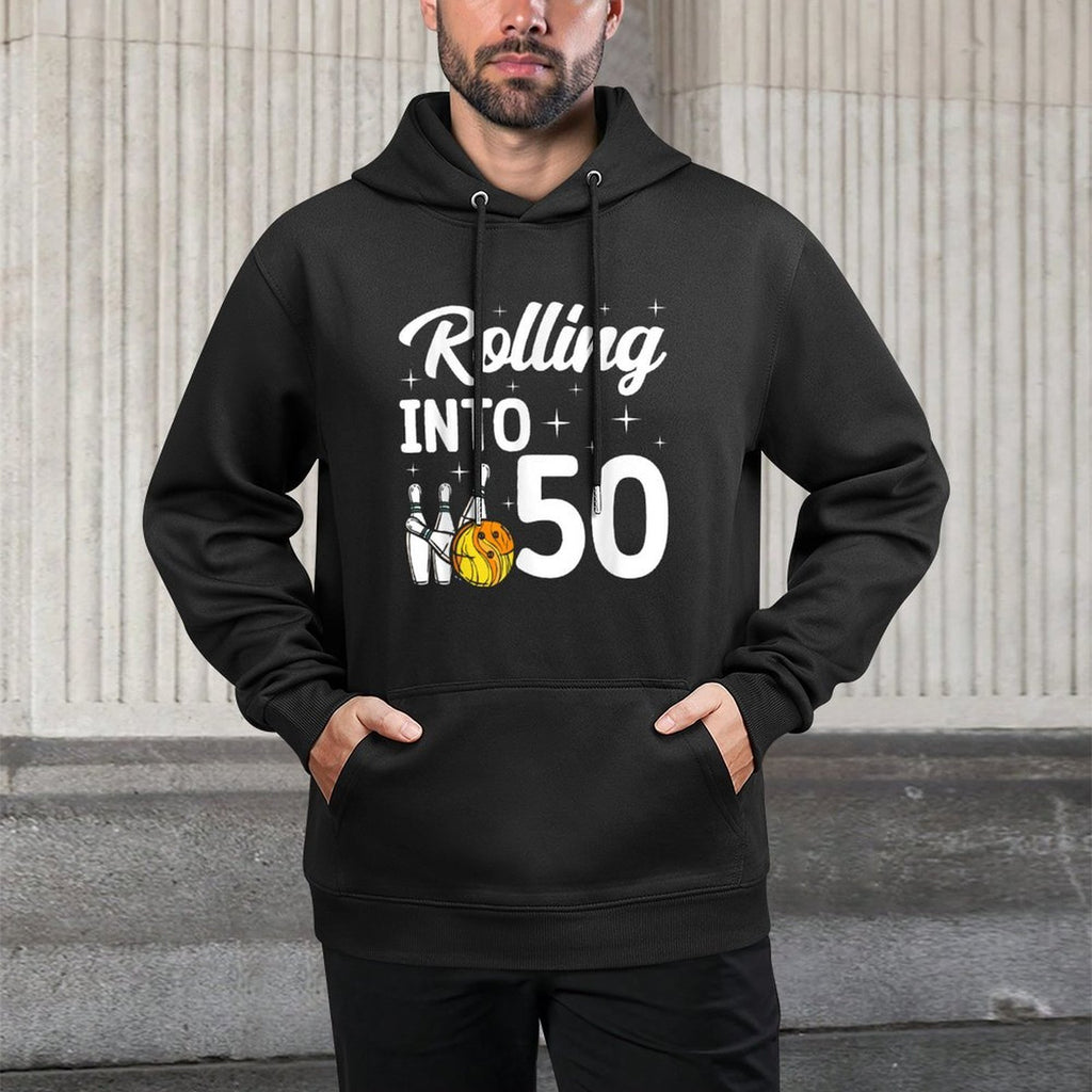 Rolling Into 50 Bowling 50th Birthday Colorfast Hoodie