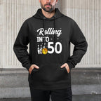 Rolling Into 50 Bowling 50th Birthday Colorfast Hoodie