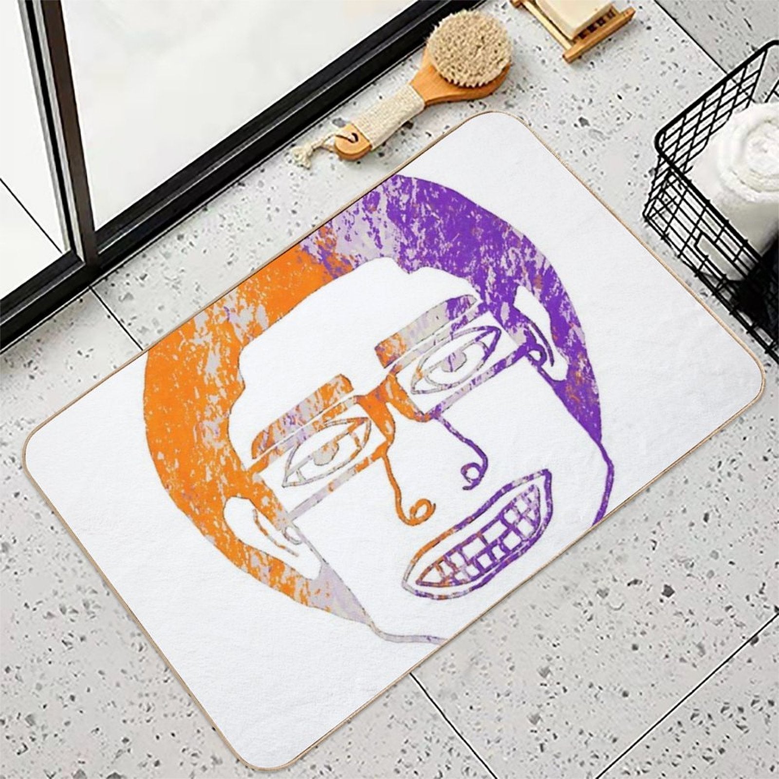 JumboInversePurpleOrangeWan  Anti-Trip Bath Mat