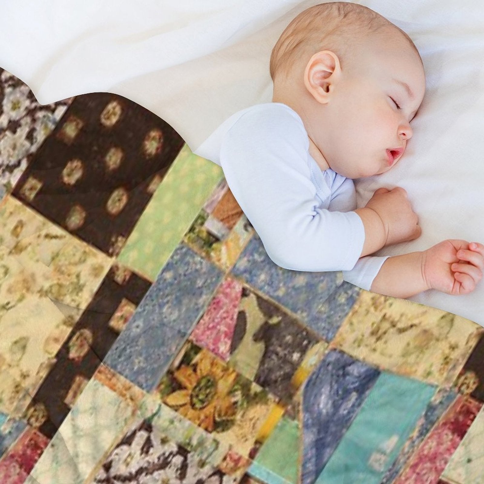 Vintage Home Made Patchwork With Diverse Patterns Sustainable Throw Blanket