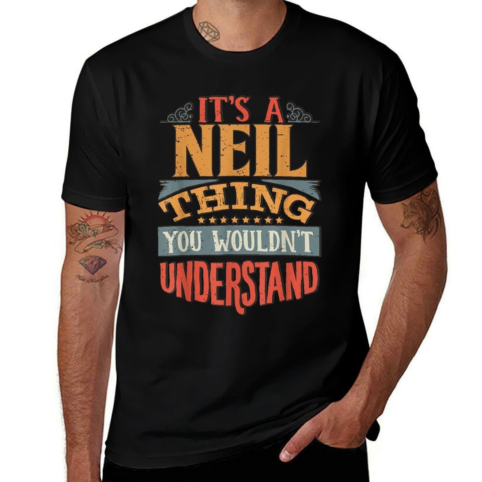 Neil Name  Rolled Sleeves T-Shirt