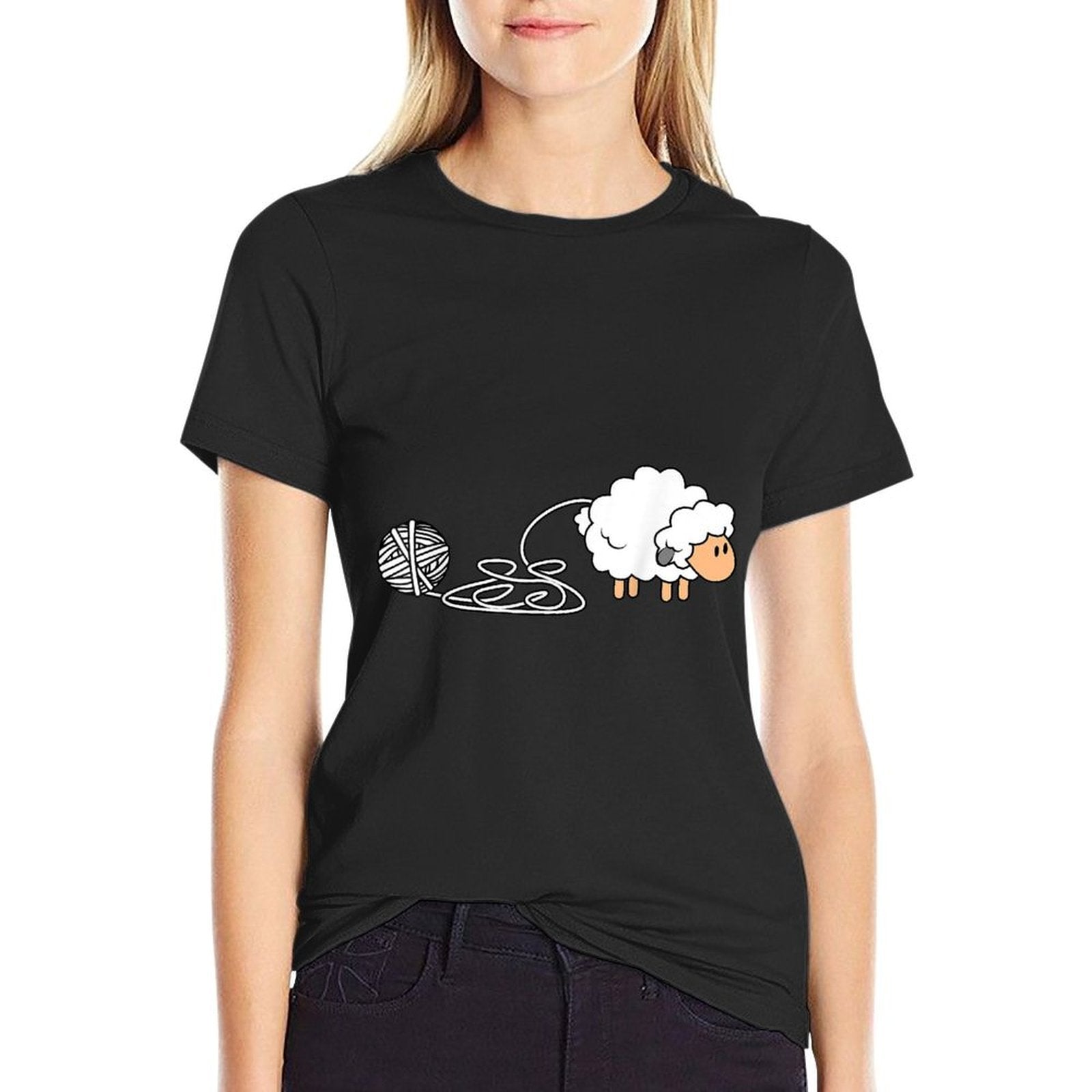 Knitting Crocheting Sheep Knitter Yarn Needle  Easy-care T-Shirt