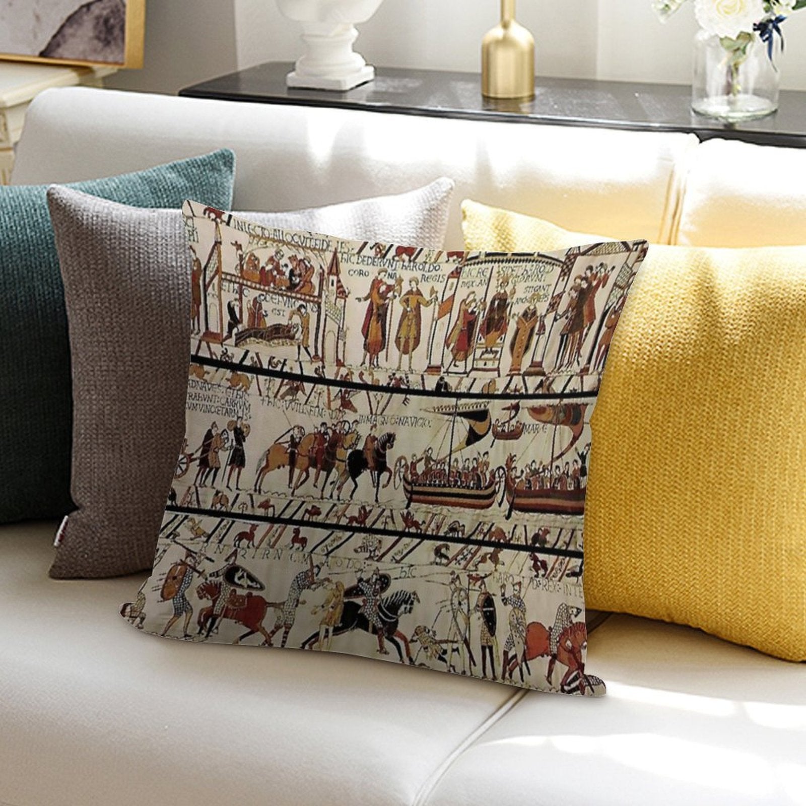 Tapisserie Bayeux - The Bayeux Tapestry Soft Decorative Cover Throw Pillow