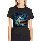 Surrealism Starry Night Polar Bear  High-quality Stitching T-Shirt