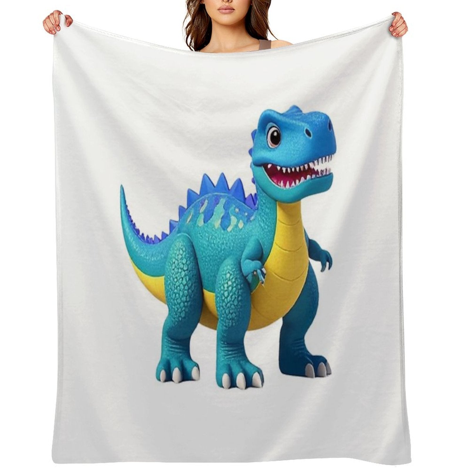 Smiling Dinosaur Cartoon Character Easy Care Throw Blanket