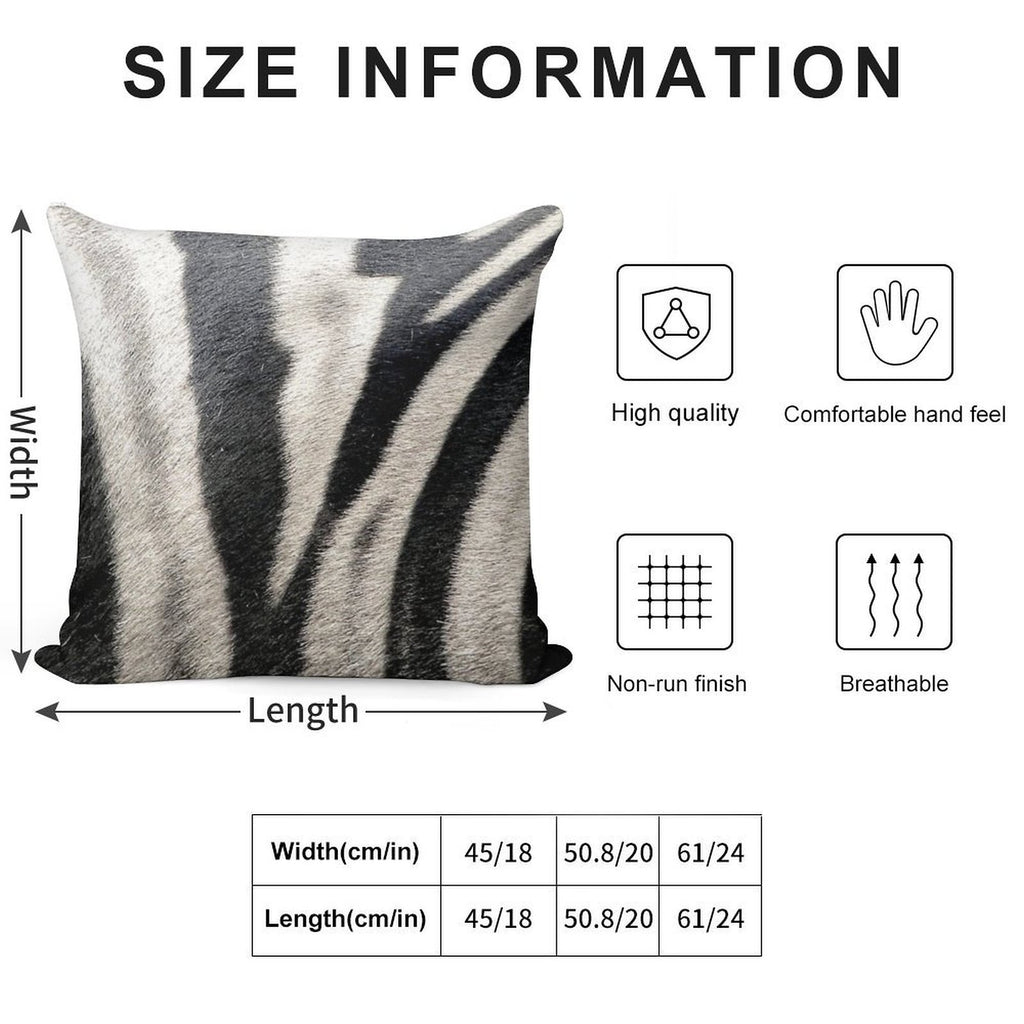 Zebra Stripes Soft Reinforced Edging Throw Pillow