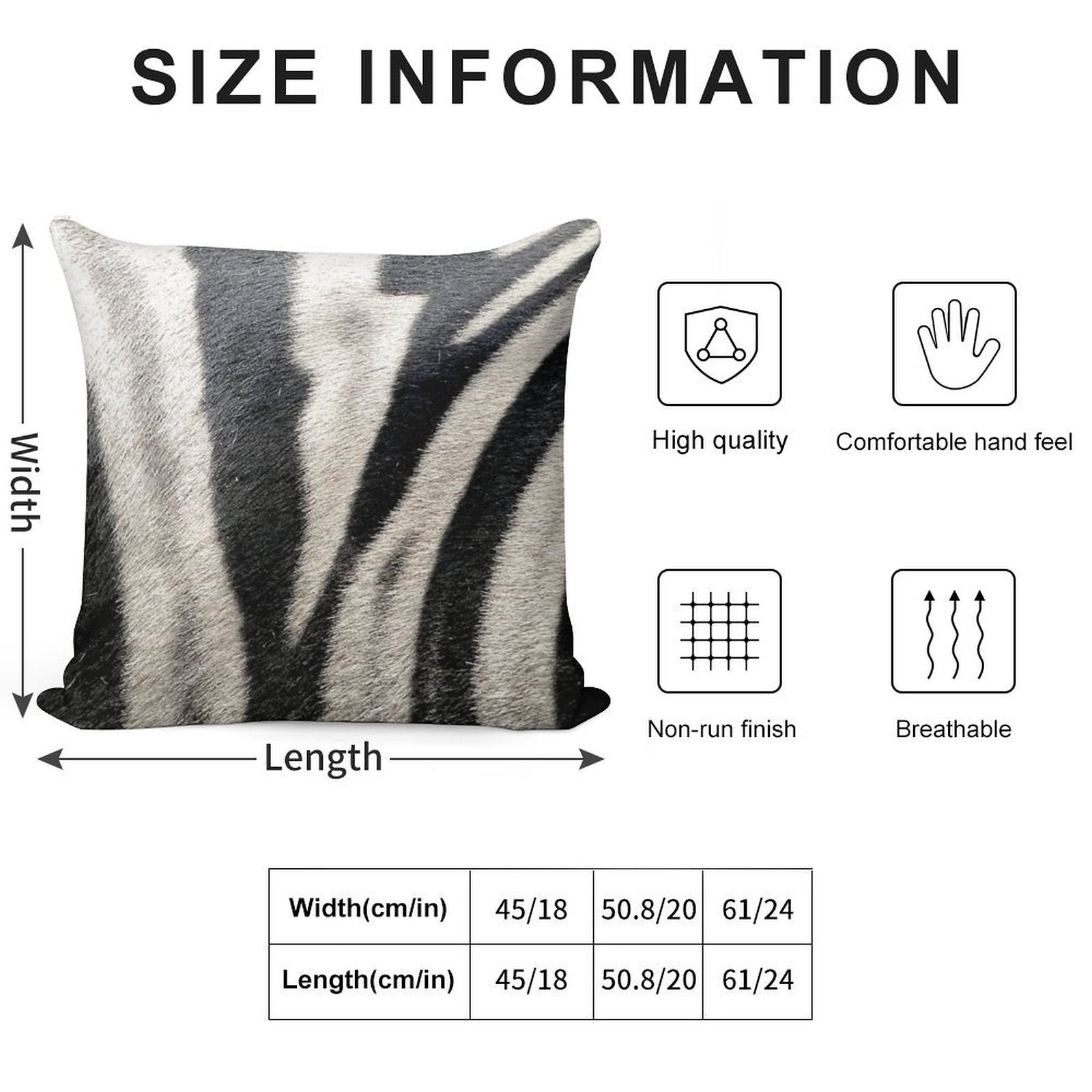 Zebra Stripes Soft Reinforced Edging Throw Pillow