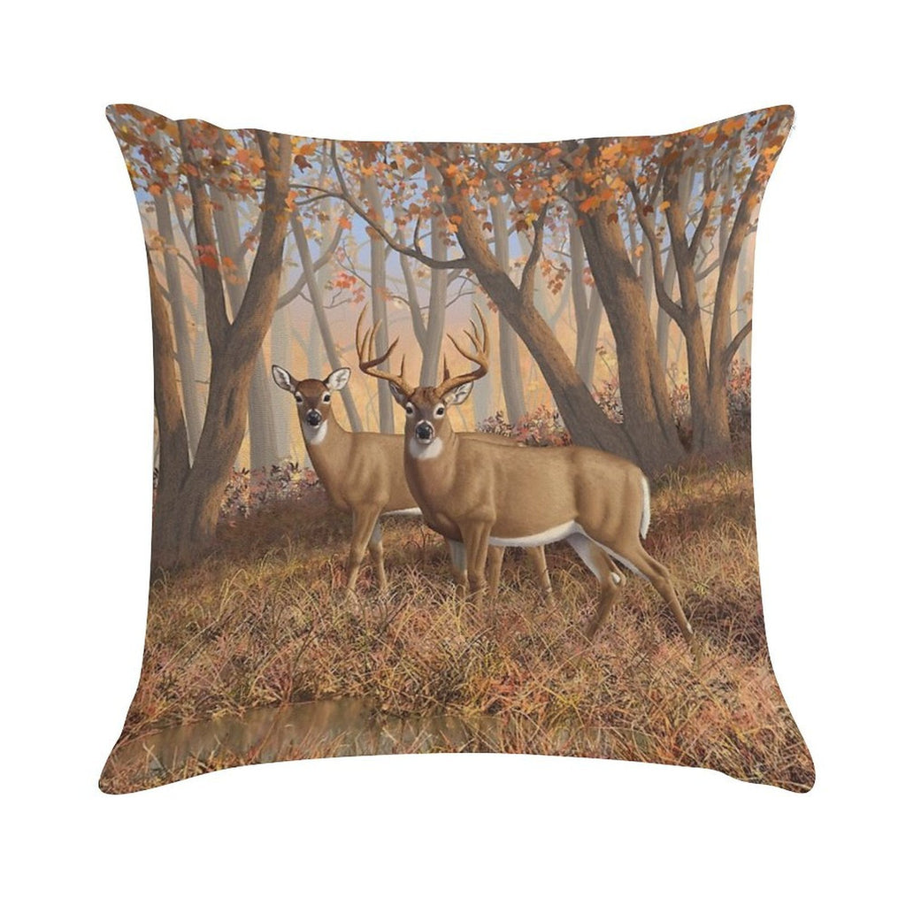 Whitetail Deer Monster Buck And Doe Soft Luxury Feel Throw Pillow