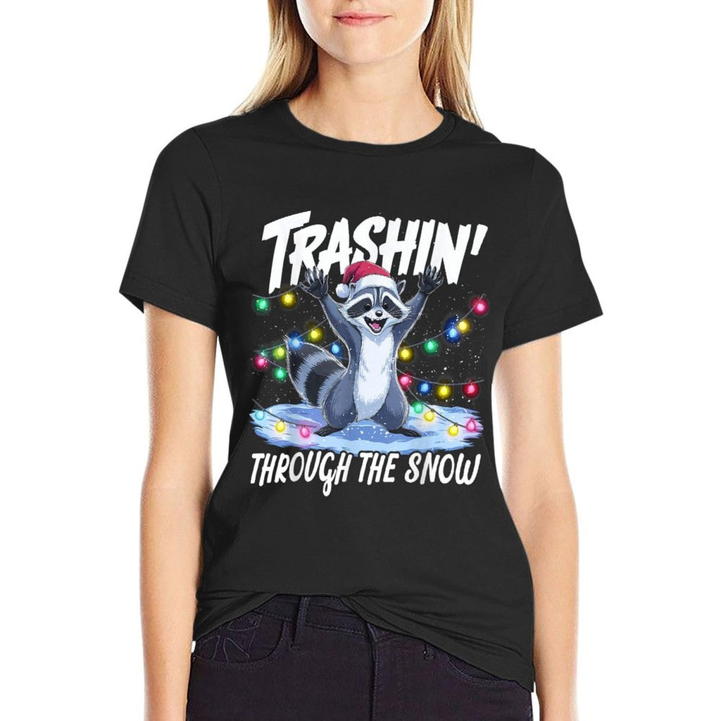 Trashin Through The Snow Funny Christmas Raccoon Holiday  Durable T-Shirt