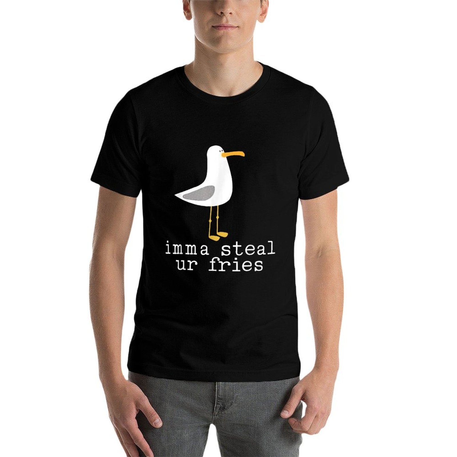 Imma Steal Ur Fries Funny Cute Seagull Bird Animal Lovers  Oversized Silhouette T-Shirt