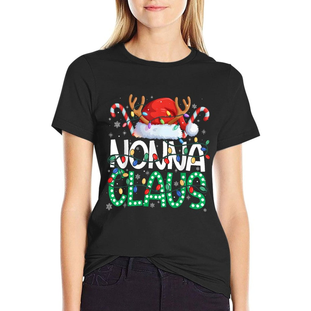 Nonna Claus Christmas Lights Pajama Family Matching Grandma  Quick-drying T-Shirt