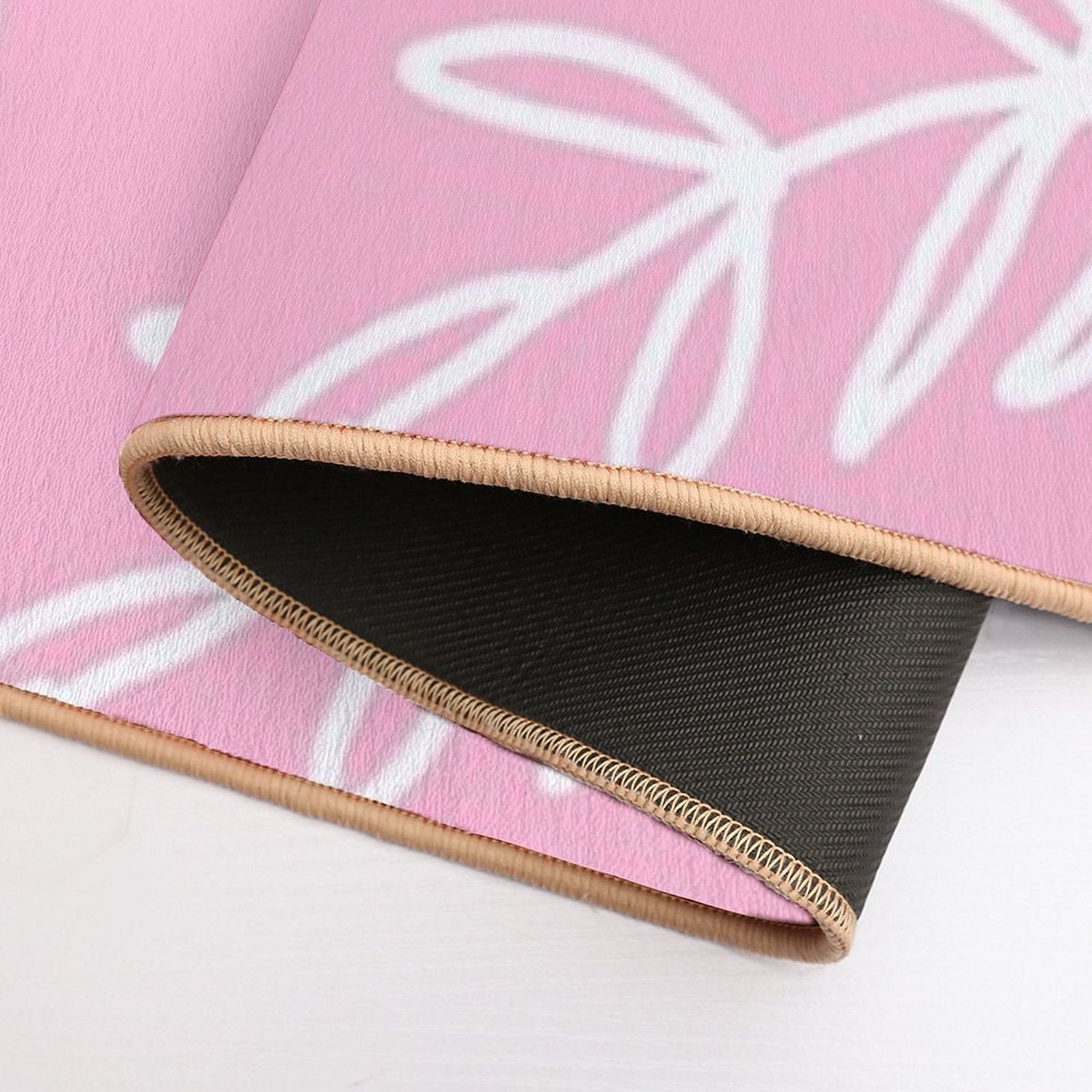 Cute Bohemian Leaves on Pink Background  Eco-Friendly Bath Mat