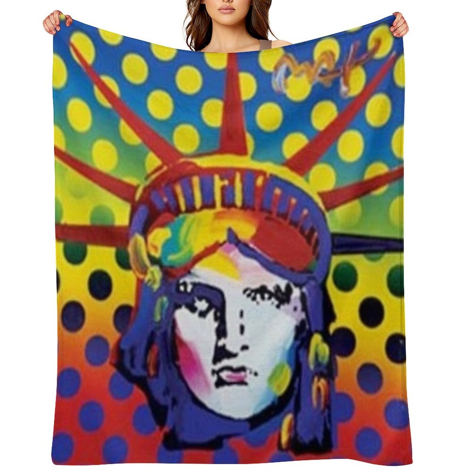 Peter Max Lady Liberty Sustainable Throw Blanket