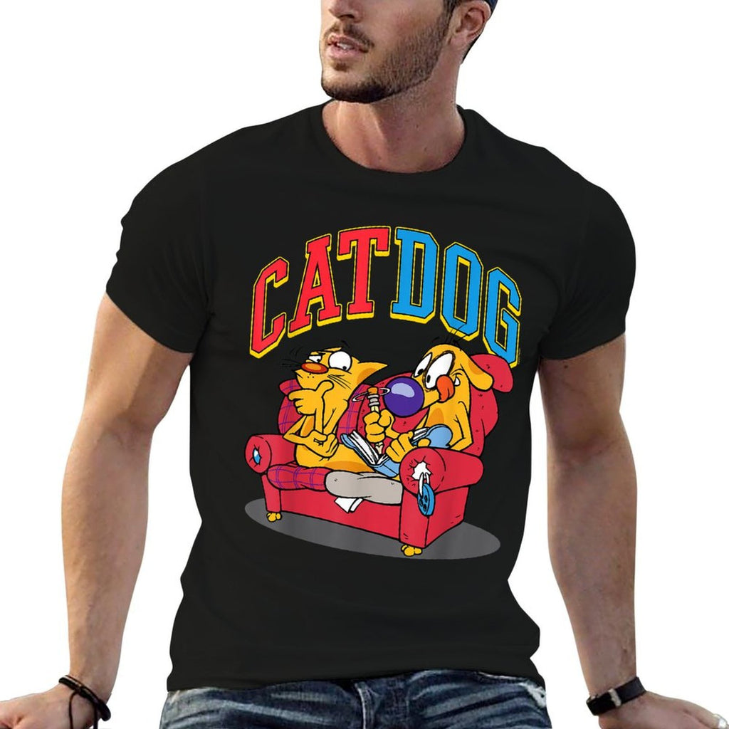 CatDog Hanging Out Retro Cartoon for Men Women Girls Kids  Versatile T-Shirt