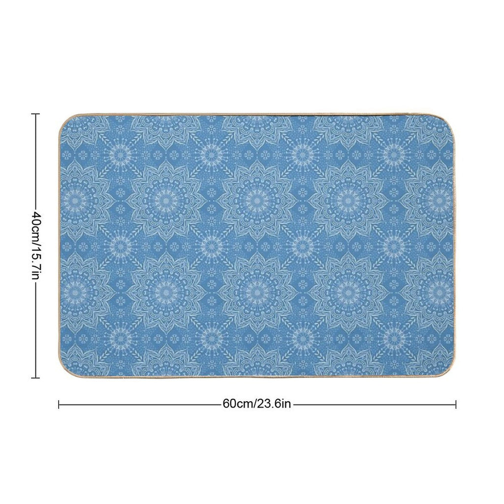 Boho Blue Elegant Mandala Pattern  Easy Maintenance Bath Mat