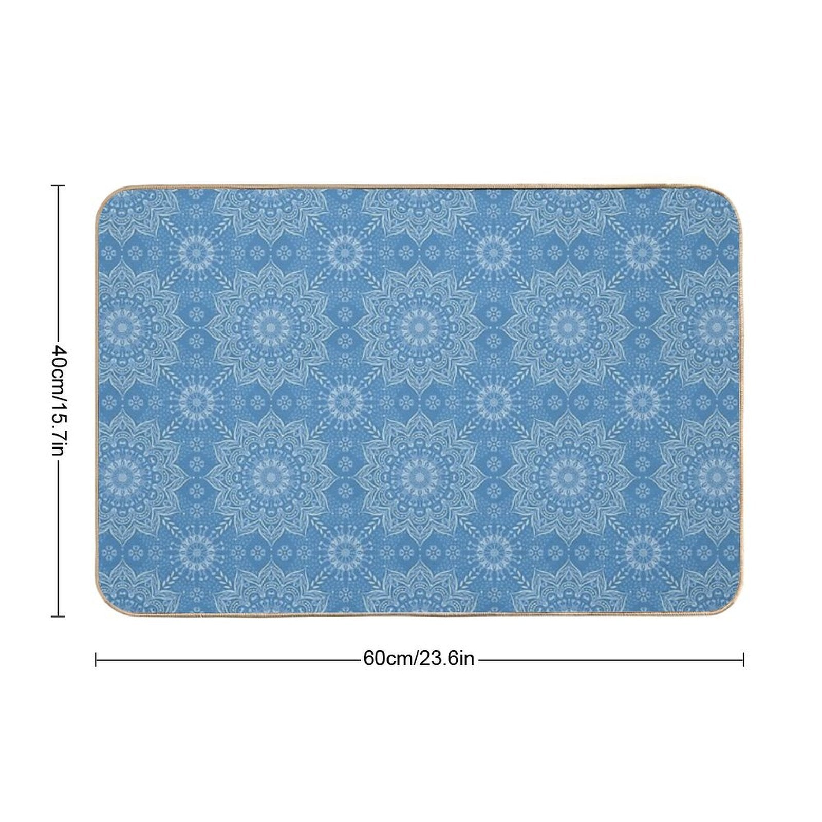 Boho Blue Elegant Mandala Pattern  Easy Maintenance Bath Mat