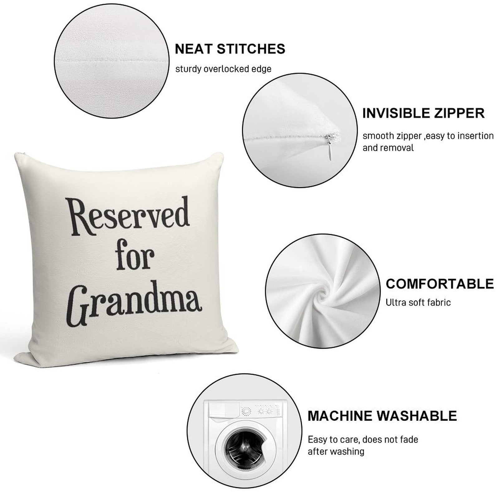 Reserved for Grandma CushionThrow Pillow Soft Multiple Sizes Throw Pillow