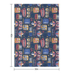Vintage Canned Sardines  Navy Blue Background Electric Blue And Mandy Red Cans Premium Throw Blanket