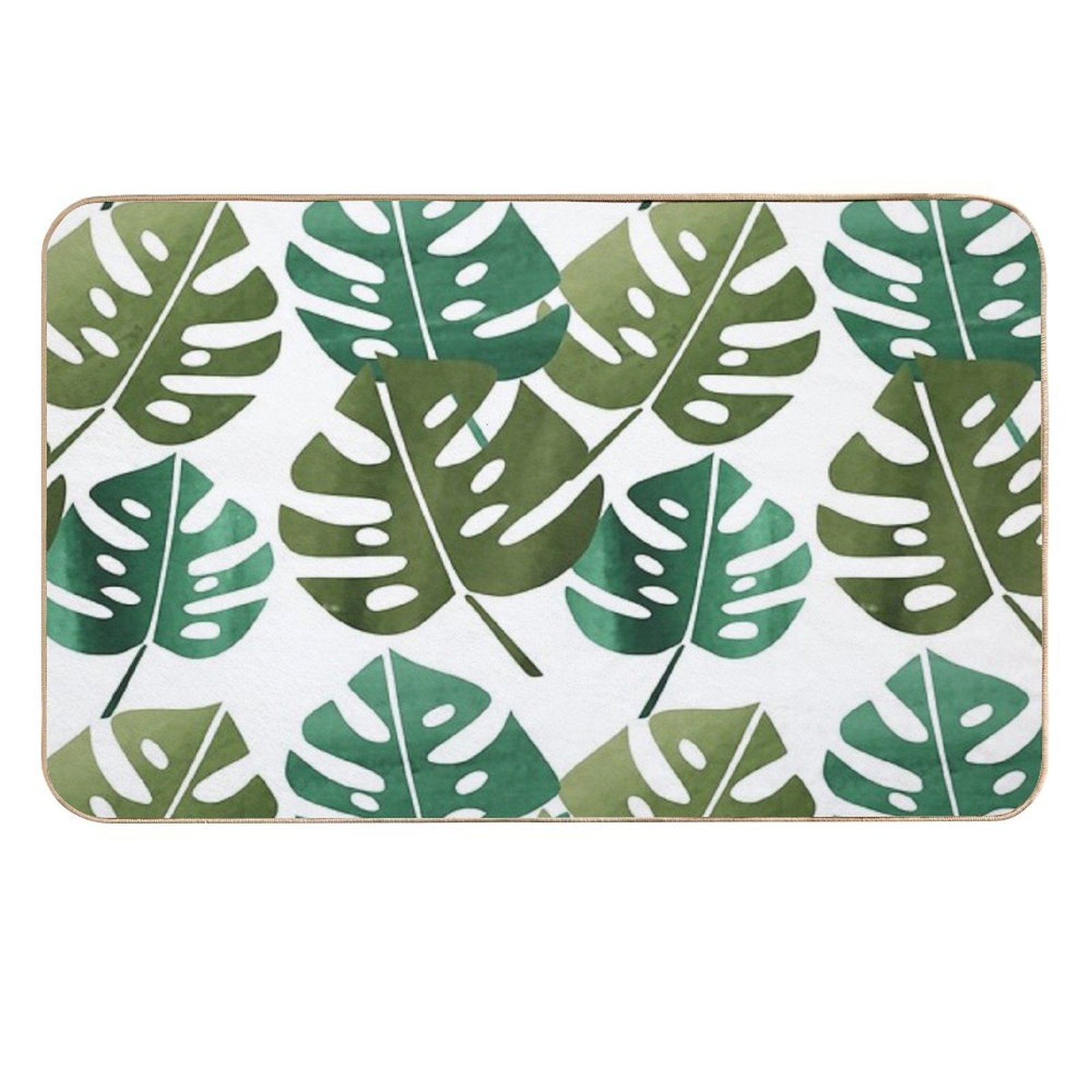 Modern Boho Monstera Leaf  Rapid-Drying Bath Mat