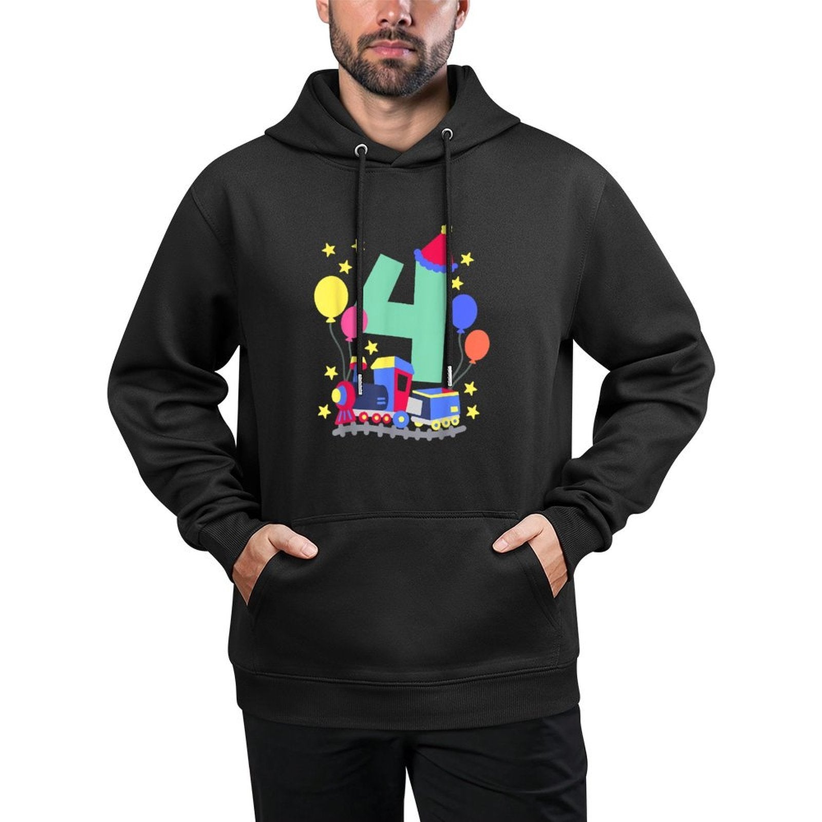 4th Birthday Train Lovers I&#39;m 4 Boys Kids Four Years Old Colorfast Hoodie