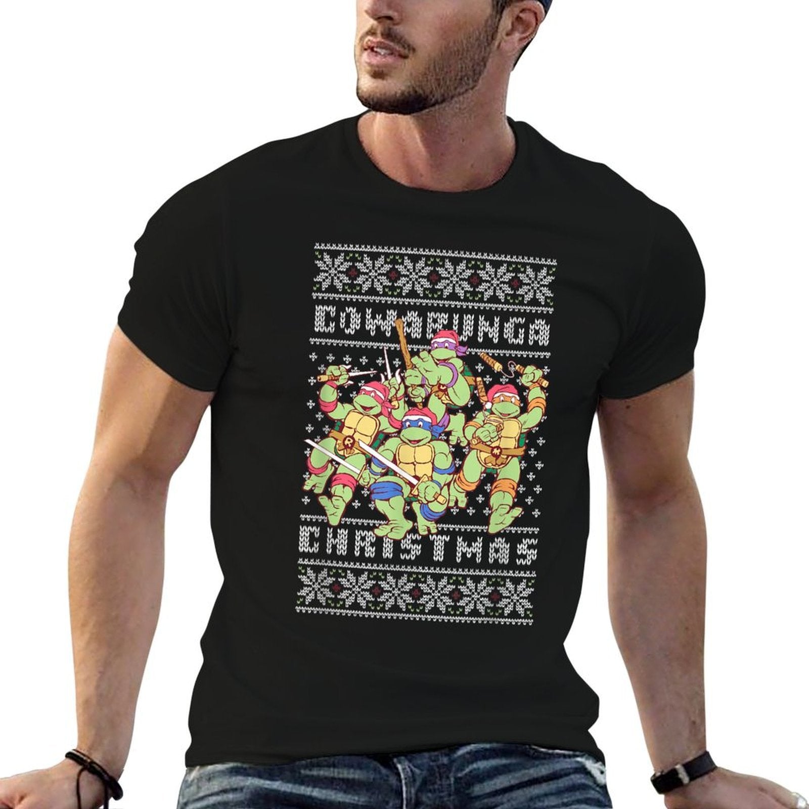 Teenage Mutant Ninja Turtles Christmas Cowabunga Retro  Durable T-Shirt