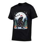 Santa Bigfoot Christmas Lights Funny Sasquatch Believe  Eco-friendly Material T-Shirt