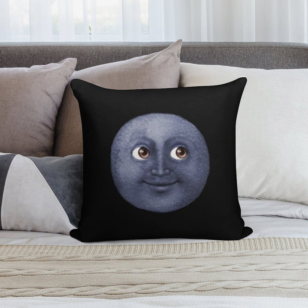 Moon Emoji Soft Short Plush Fabric Throw Pillow