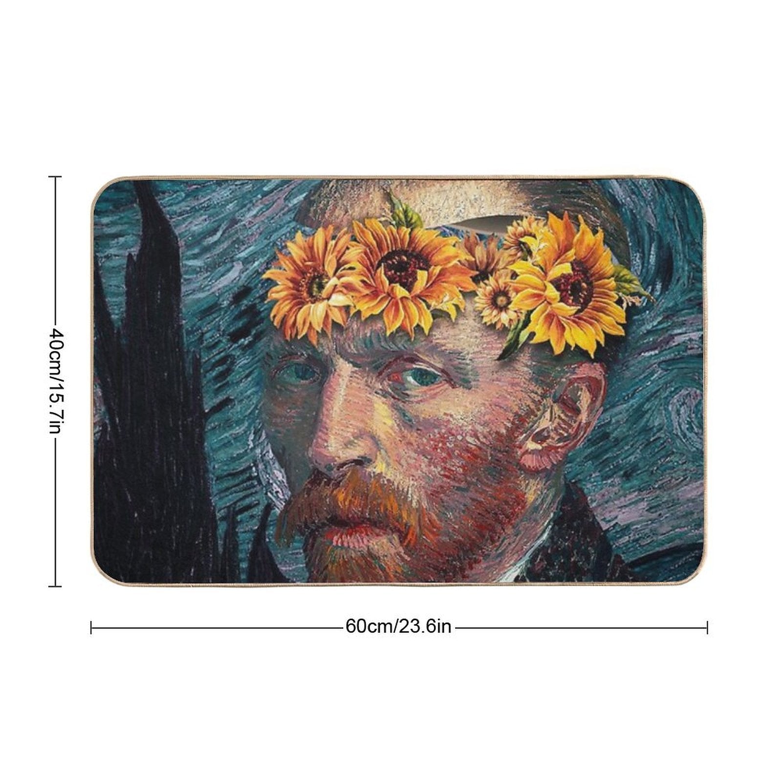 Van Goh Starry Night Sunflowers  Long-Lasting Bath Mat