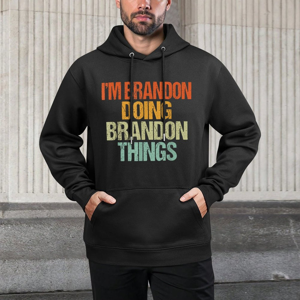 I'm BRANDON Doing BRANDON Things Vintage Birthday Kangaroo Pocket Hoodie