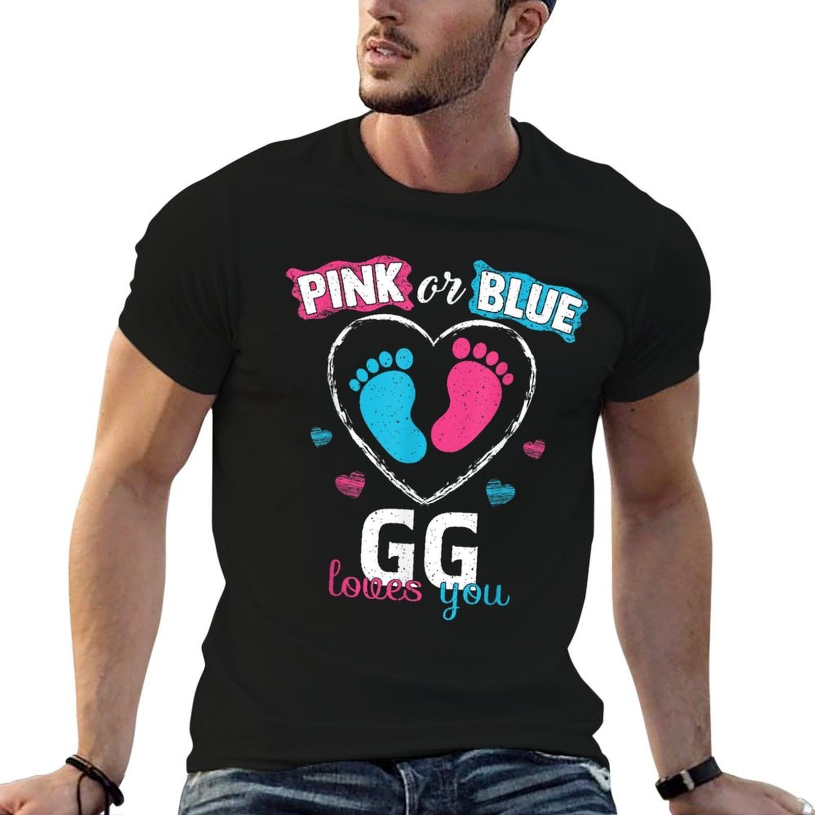 Pink Or Blue GG Loves You Baby Gender Reveal GG  Summer-ready Fabric T-Shirt