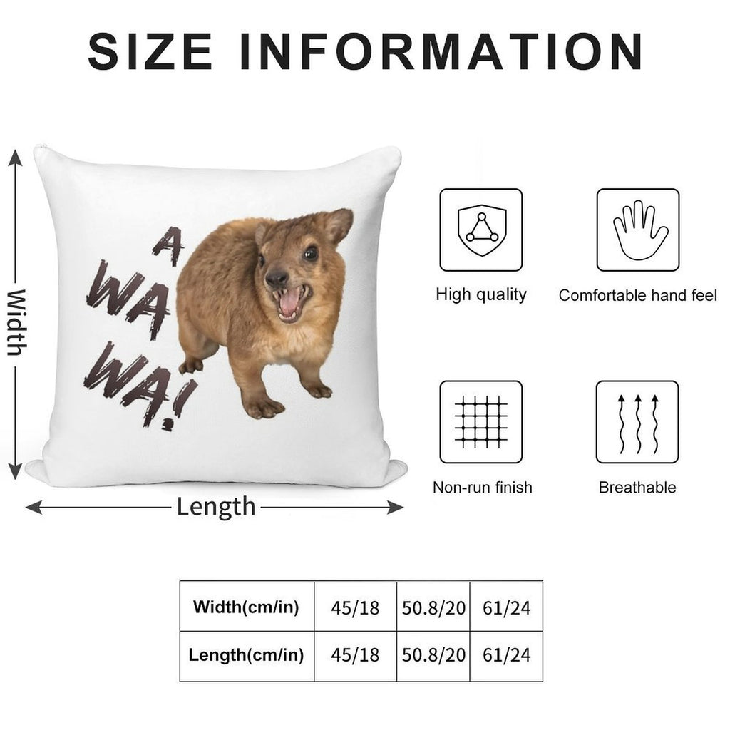 Awawa! Angry Screaming Hyrax Meme - Cute & Funny Soft Style Accent Throw Pillow