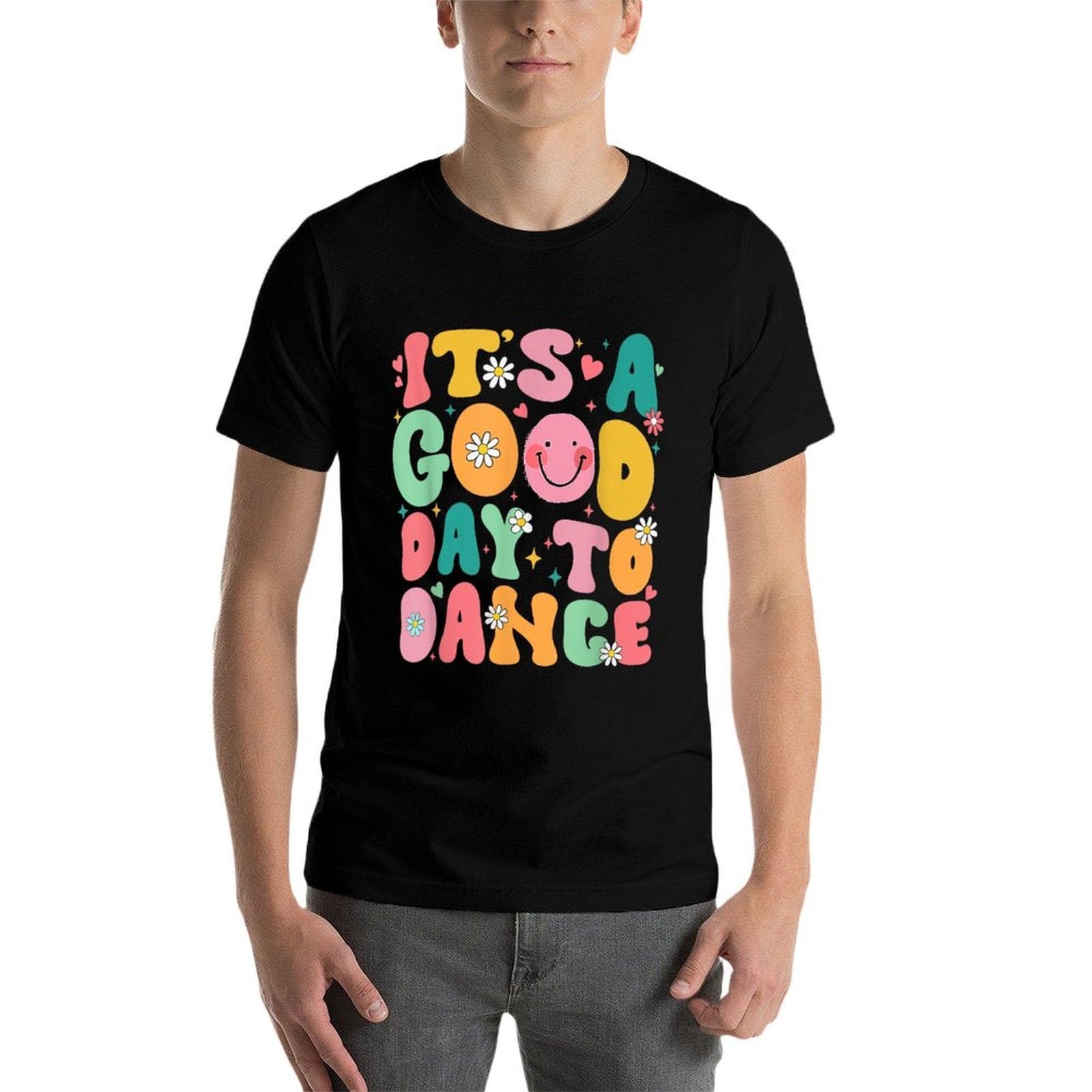 Groovy Its A Good Day To Dance Funny Dance Teacher - Black, Womens, Small,, Crew Neck, 100 Cotton, Printed  Ribbed Collar T-Shirt