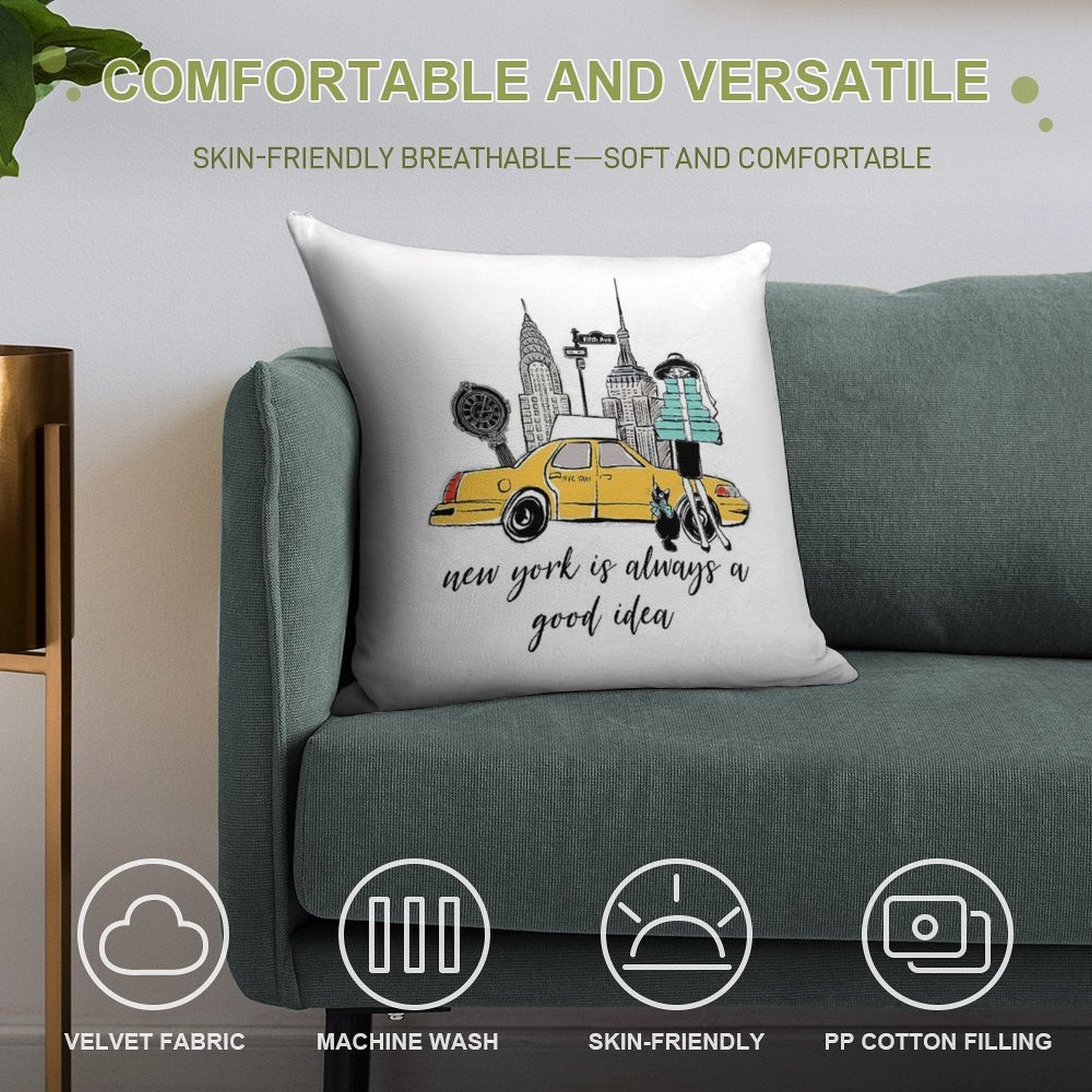New York Girl Soft Warmth Comfort Throw Pillow