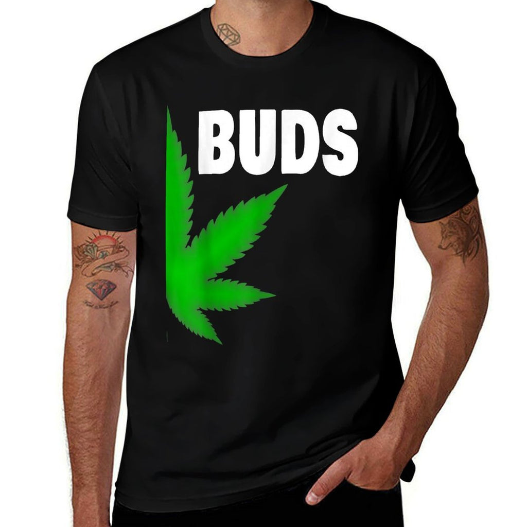 Couple Matching BFF Best Buds Pot Leaf Marijuana Weed Friend  Oversized Silhouette T-Shirt