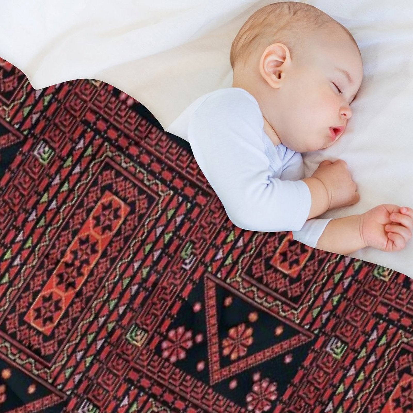 Three Flowers Palestinian Embroidery Multi-functional Throw Blanket