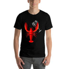 Womens Funny Wine Drinking Lobster Red Crawfish Wine Lovers Gift  Rolled Sleeves T-Shirt