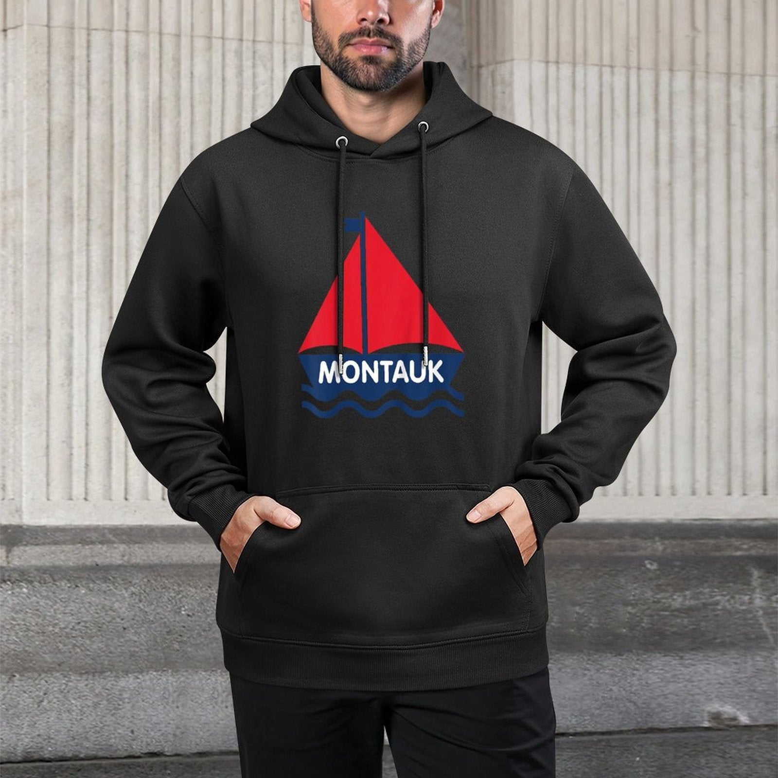 Montauk New York Sailboat Boys Girls Toddlers Durable Construction Hoodie