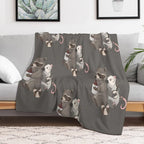 Opossum And A Racoon Playing Instruments Easy Care Throw Blanket