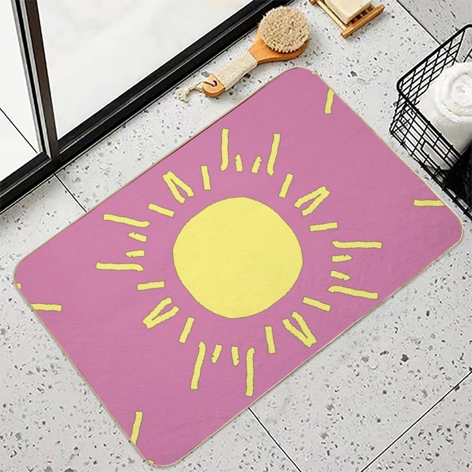 Geometric Ornamental Sun Fairy Floss  Anti-Trip Bath Mat