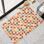 Mid Century Modern Tulip Pattern Red Blue  Pet-Safe Bath Mat