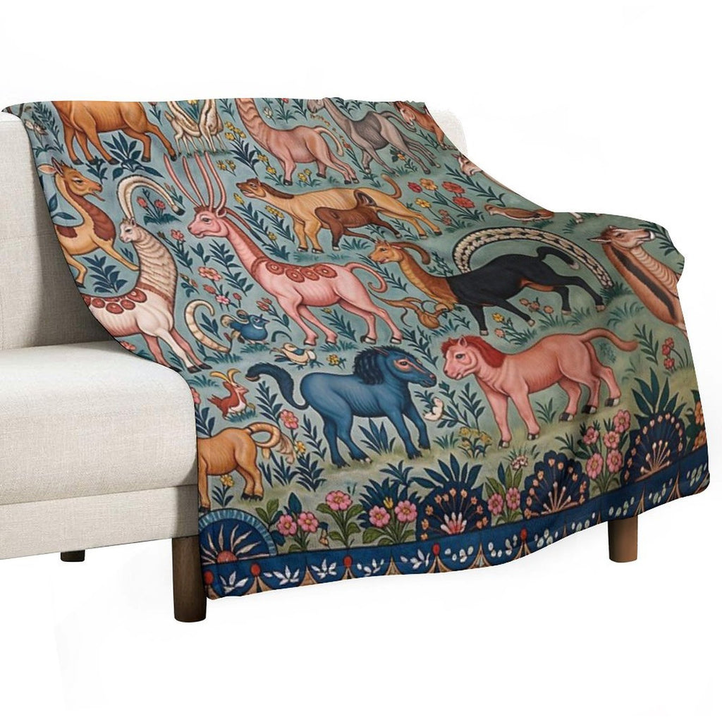 Whimsical Beastly Animals Wrinkle-free Throw Blanket