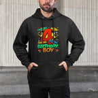 4th Birthday Kids Comic Style Kids Boys 4 Year Old Gifts Moisture-Wicking Hoodie