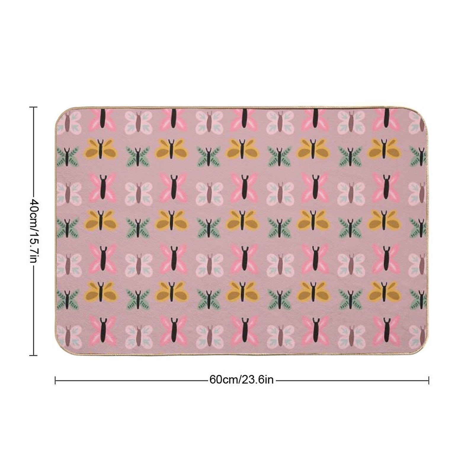 Vintage Pink Butterflies  Fade-Resistant Bath Mat