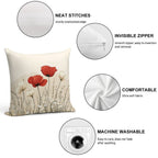 Red Poppies In Bloom Soft Bedroom Essential Throw Pillow