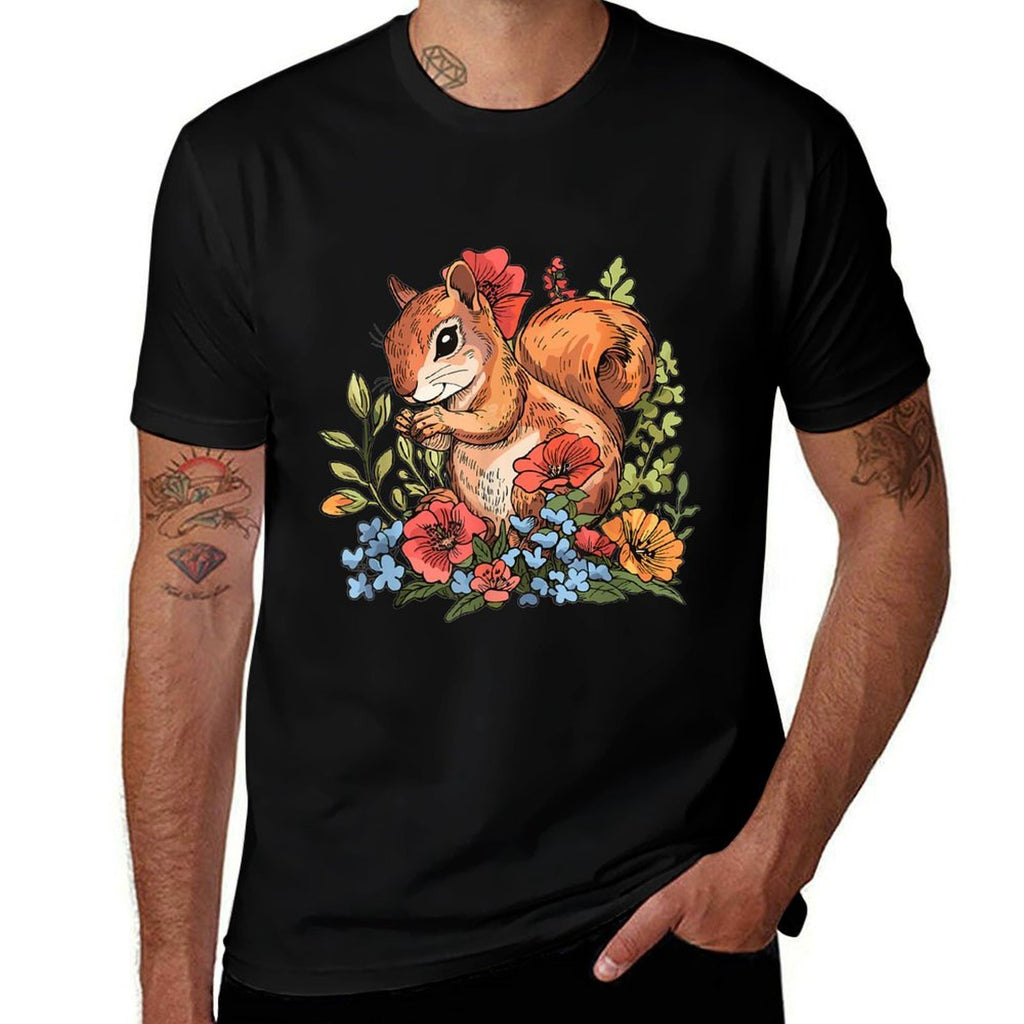 Cute Squirrel With Flowers I Kids Squirrel  Affordable Price T-Shirt