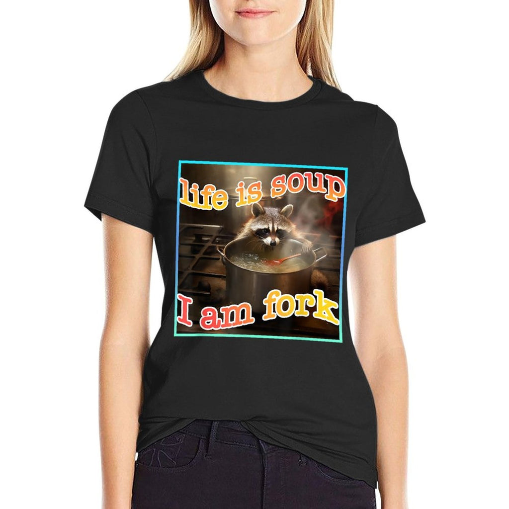 Life Is Soup Oddly Specific Funny Weird Ironic Raccoon Meme  Polyester Blend T-Shirt